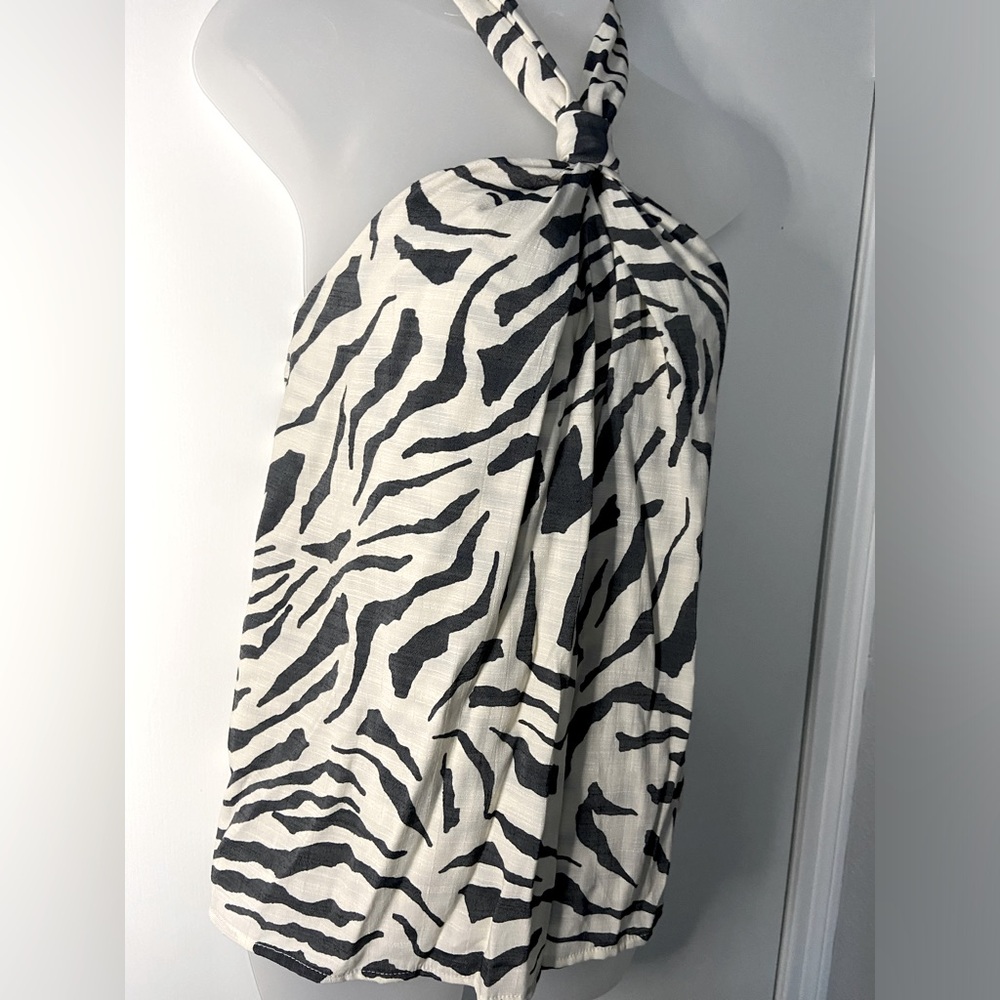 Nine West Halter Tank Blouse Zebra Print Size XS NWT!